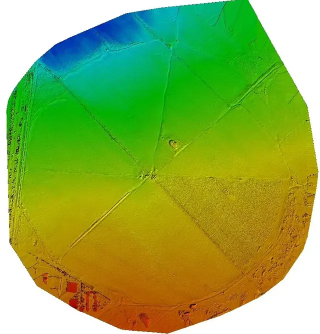 Farm elevation model in green and yellow